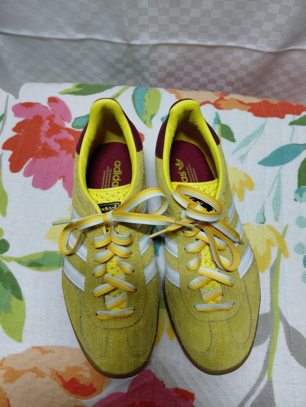 adidas Yellow and White Suede Low-Top Sneakers - Picture 3 of 10